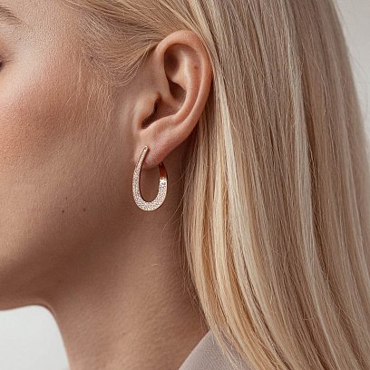 Золоті сережки "Крапельки" з фіанітами с07751 №6