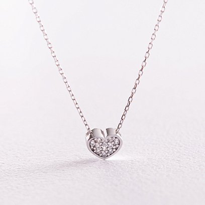 Кольє "Сердечко" з фіанітами (біле золото) кол02291 №5