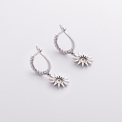 Золоті сережки "Полярна зірка" з фіанітами с09530 №3