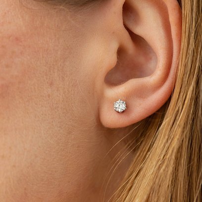 Сережки - пусети з діамантами (біле золото) 331491121 №4