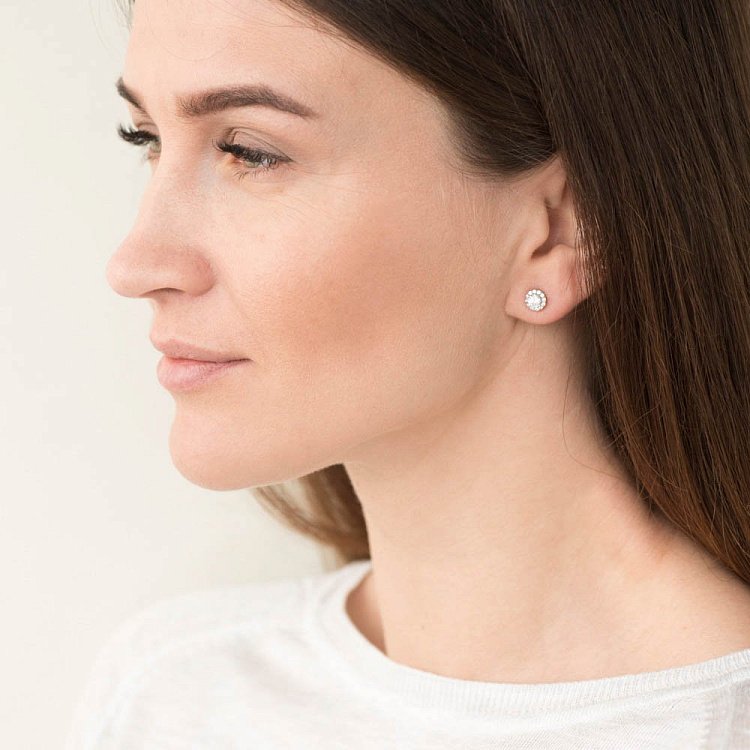 Золоті сережки-пусети (фіаніти) с05427 від ювелірного магазину Онікс - 3