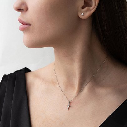 Золотий хрестик з діамантами пб0212mr №2