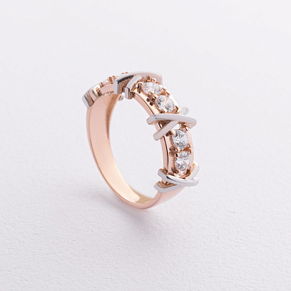 Кольцо "Rosie" с фианитами (красное золото) к08186