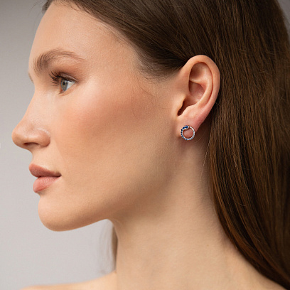 Золоті сережки - пусети (діаманти, сапфіри) сб0623lg №2