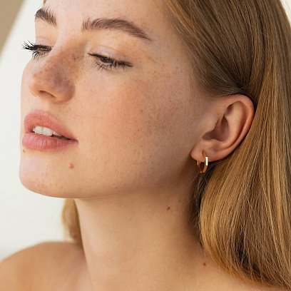 Сережки - кільця "Геометрія" у червоному золоті с08571 №2