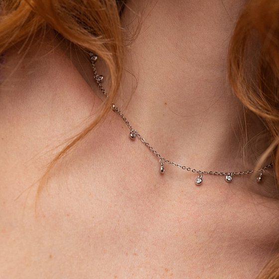 Серебряное колье с фианитами 18809 №4