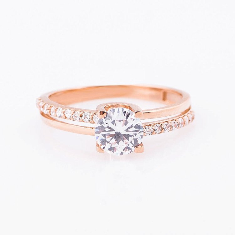 Золота заручальна каблучка з фіанітом к05126 від ювелірного магазину Онікс - 2