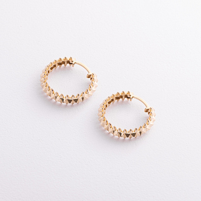 Сережки - кільця в жовтому золоті с09550 №2