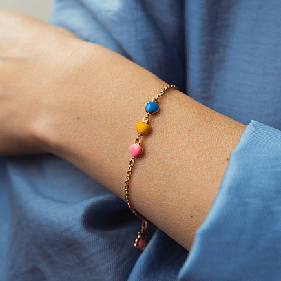 Детский золотой браслет "Сердечки" с эмалью б00521 №2