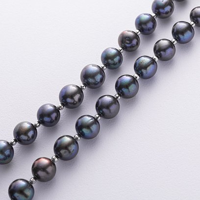 Намисто з перлів (золота застібка з діамантами) бусб021ж №6