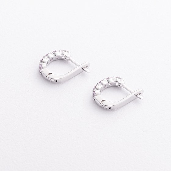Серебряные серьги с розовыми синтетическими сапфирами 2580/1р-PSPH №3
