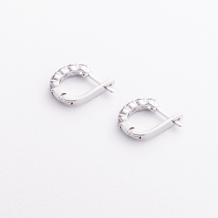 Серебряные серьги с розовыми синтетическими сапфирами 2580/1р-PSPH от ювелирного магазина Оникс - 1