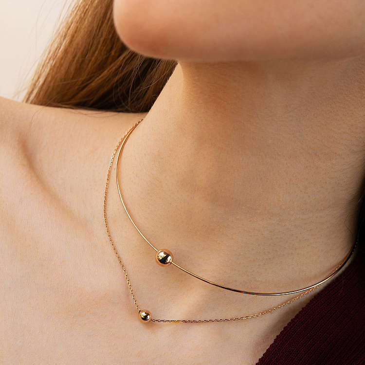 Колье - чокер "Ashley" (красное золото) с шариками кол02650 от ювелирного магазина Оникс - 6