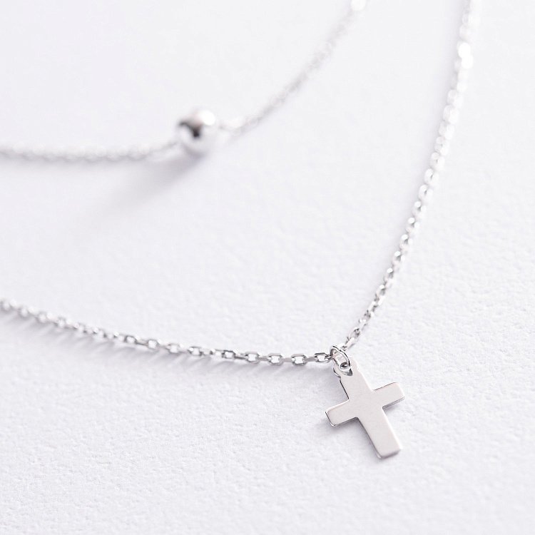 Подвійне золоте кольє "Куля і хрестик" кол01923 від ювелірного магазину Онікс - 2