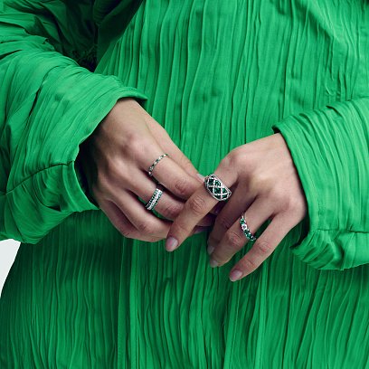 Золота каблучка з смарагдами та діамантами кб0374nl №17