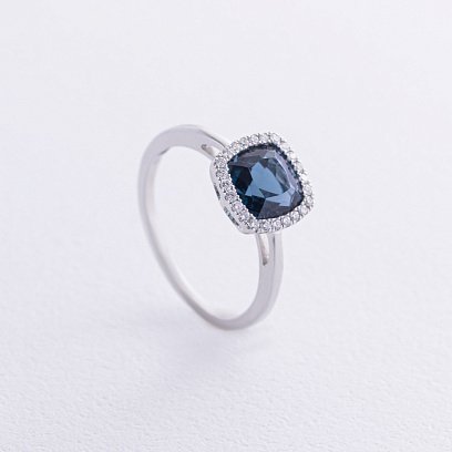 Золота каблучка (топаз "Лондон Блю", діаманти) кб0528sm