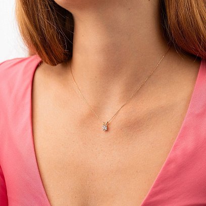 Золотое колье с одним фианитом кол01382 №4