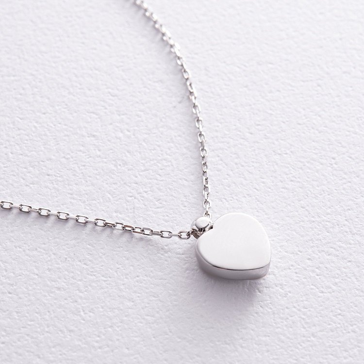 Колье "Сердечко" с синт. опалом (белое золото) кол02411 от ювелирного магазина Оникс - 4