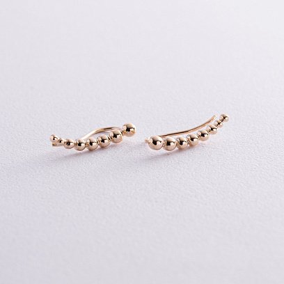 Серьги - клаймберы "Шарики" в желтом золоте с08237 №2