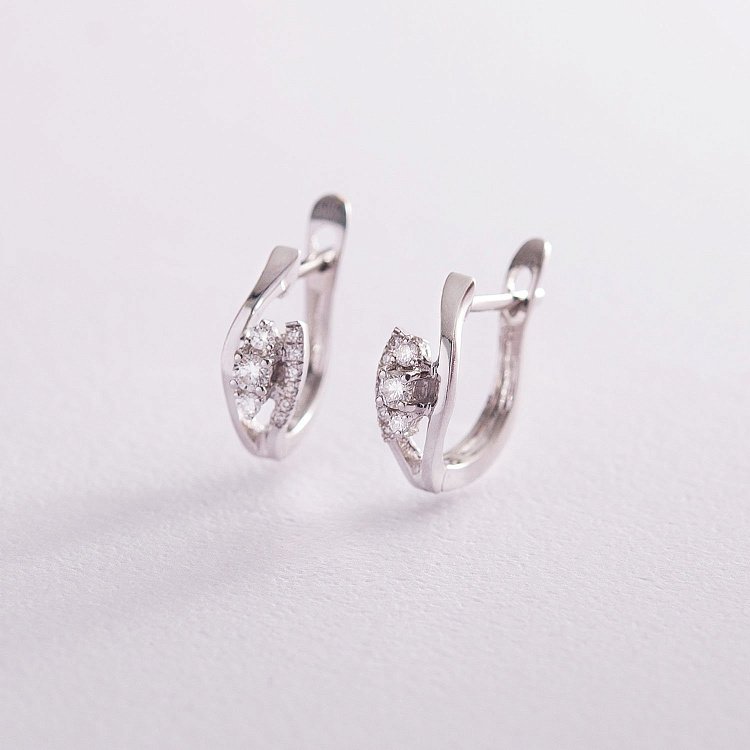 Золоті сережки з діамантами S00237E від ювелірного магазину Онікс