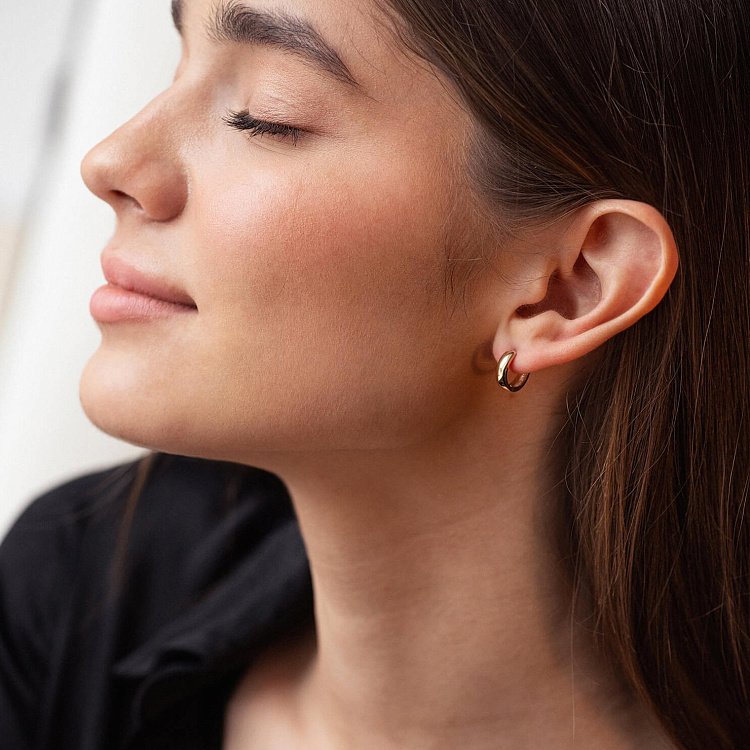 Серьги - кольца в желтом золоте с08189 от ювелирного магазина Оникс - 3