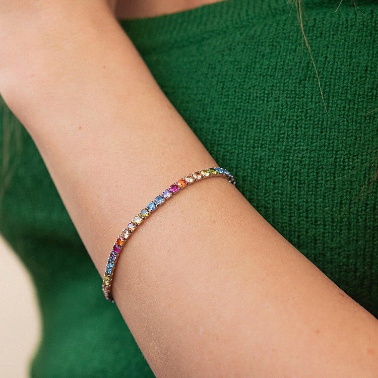 Срібний браслет "Різнокольоровий" з фіанітами 141632 від ювелірного магазину Онікс - 5