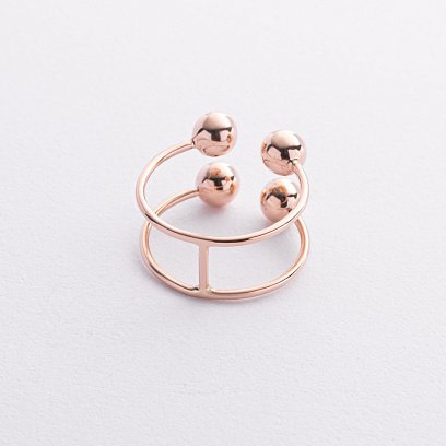 Подвійна каблучка "Кульки" у червоному золоті к08261 №3