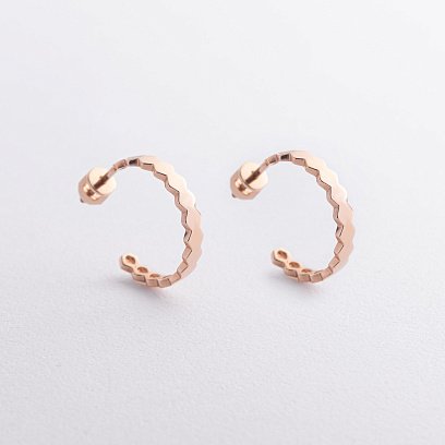 Сережки - пусети "Грані" в червоному золоті с07286