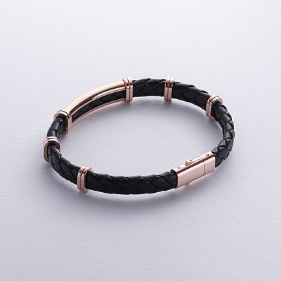 Мужской золотой браслет (кожа) 519222400 №2