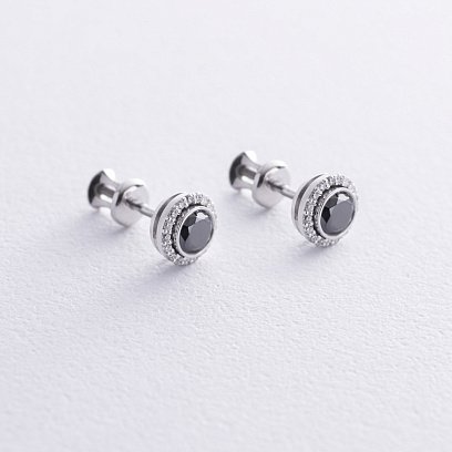 Серьги - пусеты с бриллиантами (белое золото) 336191122 №5