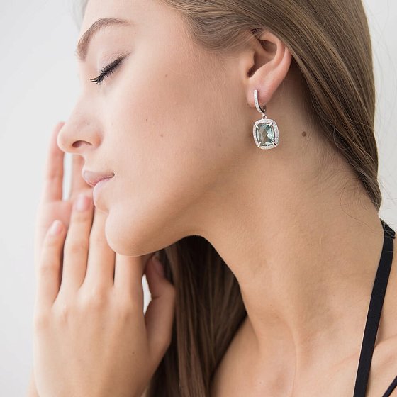 Серьги с голубыми фианитами с25 №4