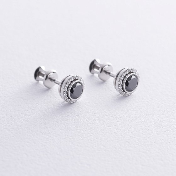 Серьги - пусеты с бриллиантами (белое золото) 336191122 №5