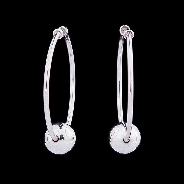 Серьги "Кольца" с шариками 12343 - 1 Серьги "Кольца" с шариками 12343 от ювелирного магазина Оникс - 1