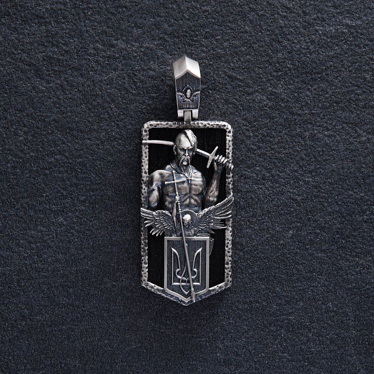 Серебряный кулон "Украинский козак. Отче наш" (эбеновое дерево) 1178 от ювелирного магазина Оникс