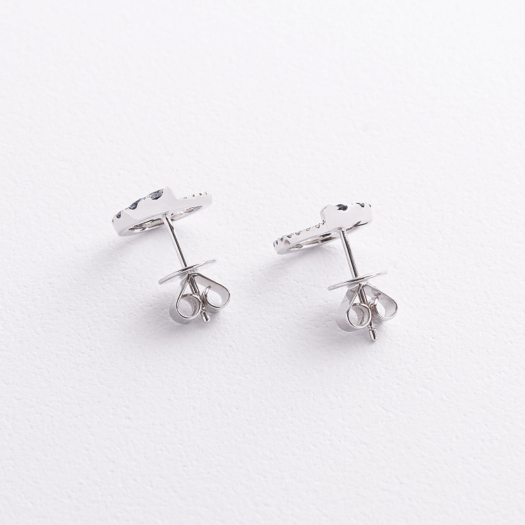 Золоті сережки - пусети (діаманти, сапфіри) сб0623lg від ювелірного магазину Онікс - 1