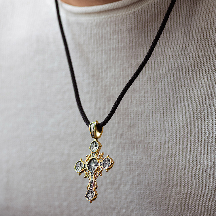 Срібний хрест з позолотою 131669 від ювелірного магазину Онікс - 5