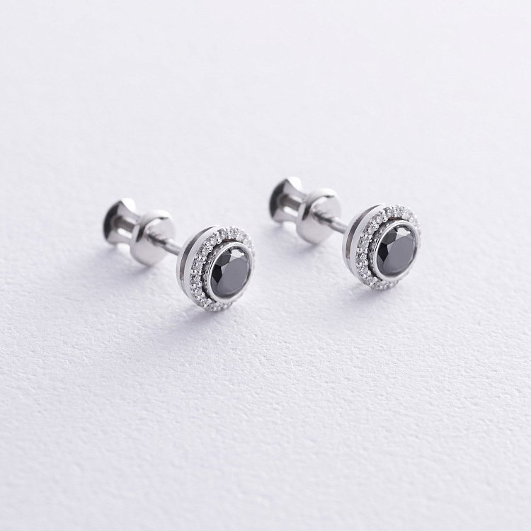 Серьги - пусеты с бриллиантами (белое золото) 336191122 от ювелирного магазина Оникс - 4