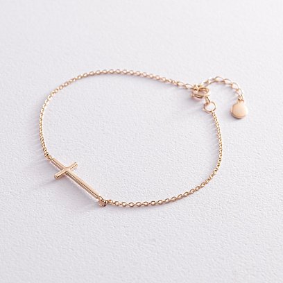 Браслет "Хрестик" у жовтому золоті з2081ж №11