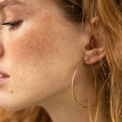 Сережки - кільця в жовтому золоті (5.4 см) с08601 №4