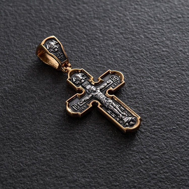 Срібний хрест "Розп'яття" з позолотою 132472 від ювелірного магазину Онікс - 1