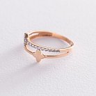 Золотое кольцо "Клевер" с фианитами к05169 от ювелирного магазина Оникс - 2
