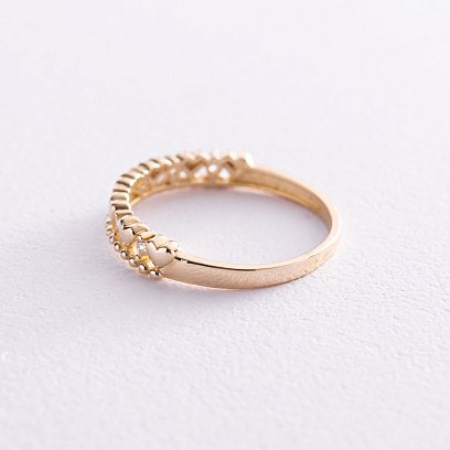 Кольцо "Сердечки" в желтом золоте (фианиты) к07060 №3