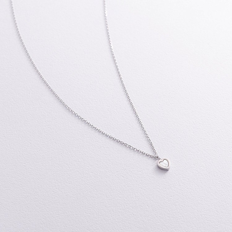 Колье "Сердечко" с перламутром (белое золото) кол02555 от ювелирного магазина Оникс - 2