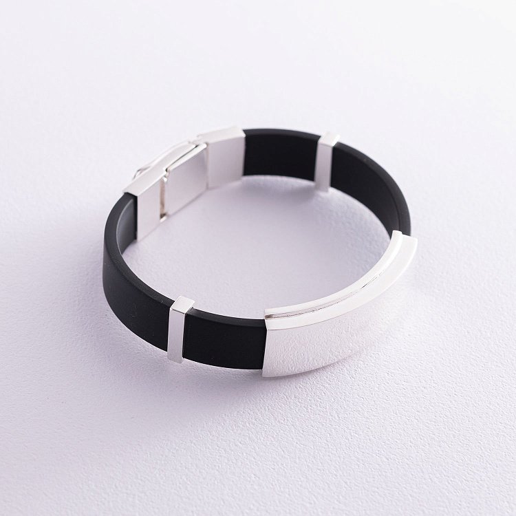 Мужской серебряный браслет (каучук) 141485 от ювелирного магазина Оникс