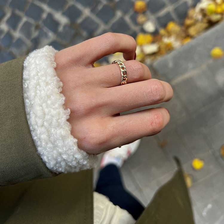 Каблучка "Ланцюжок" у жовтому золоті к07190 від ювелірного магазину Онікс - 9