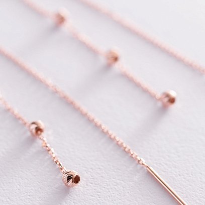 Золоті висячі сережки з кульками (протяжки) с06335 №3