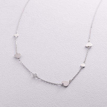 Колье "Сердечки" в белом золоте кол02232