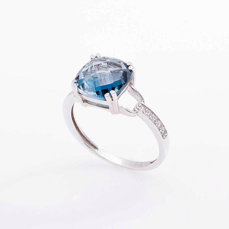 Золотое кольцо с Лондон топазом и фианитами t14032140 от ювелирного магазина Оникс