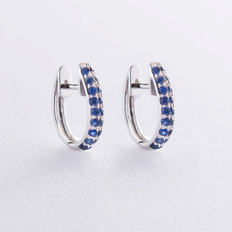 Золоті сережки (синій сапфір) сб0253sth від ювелірного магазину Онікс