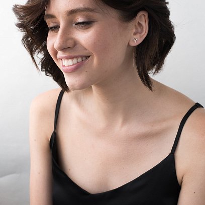 Золотые серьги-протяжки "Самолетик" с06302 №4